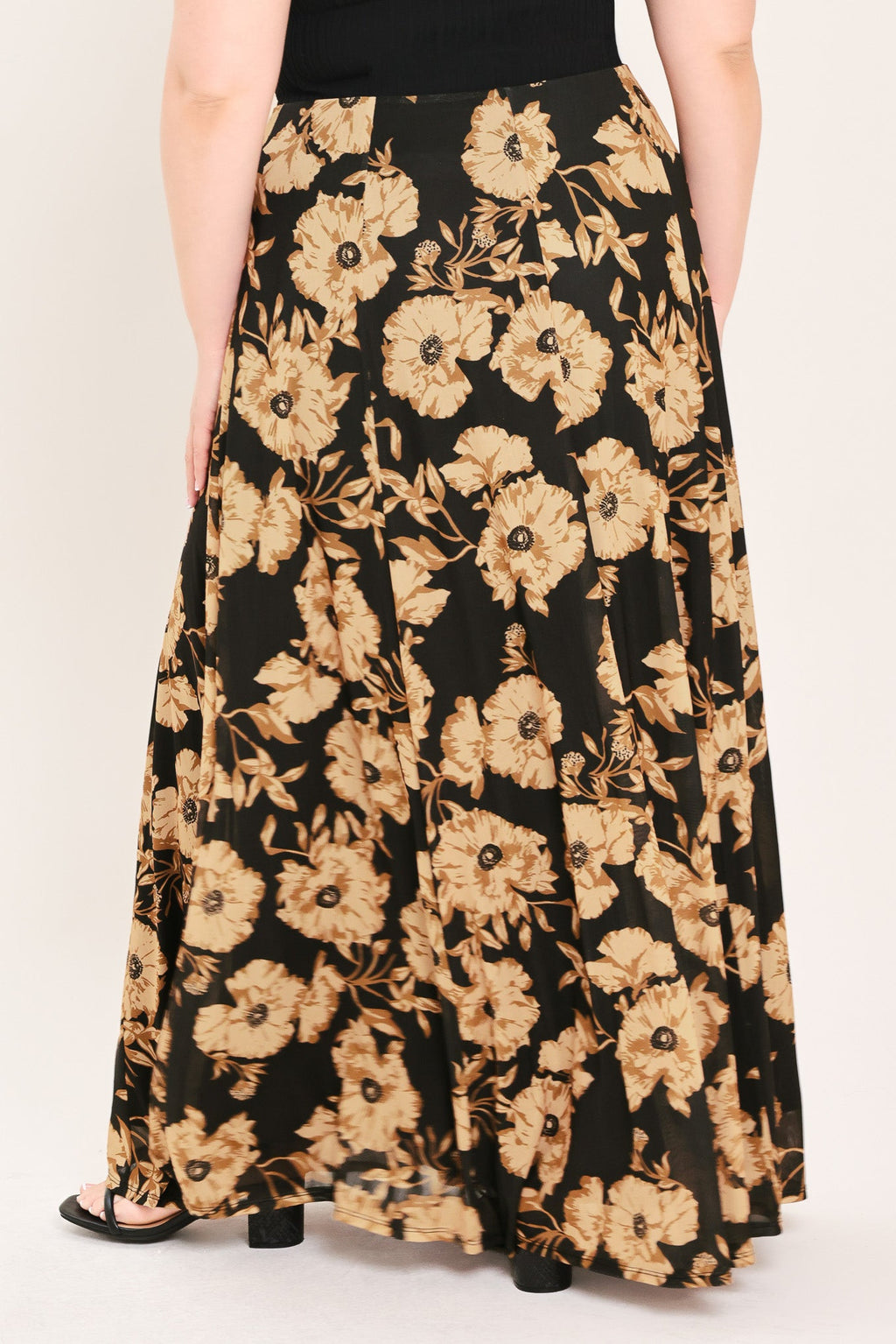 EARTHEN FLOWER FANTASY POWER MESH FULL MAXI SKIRT