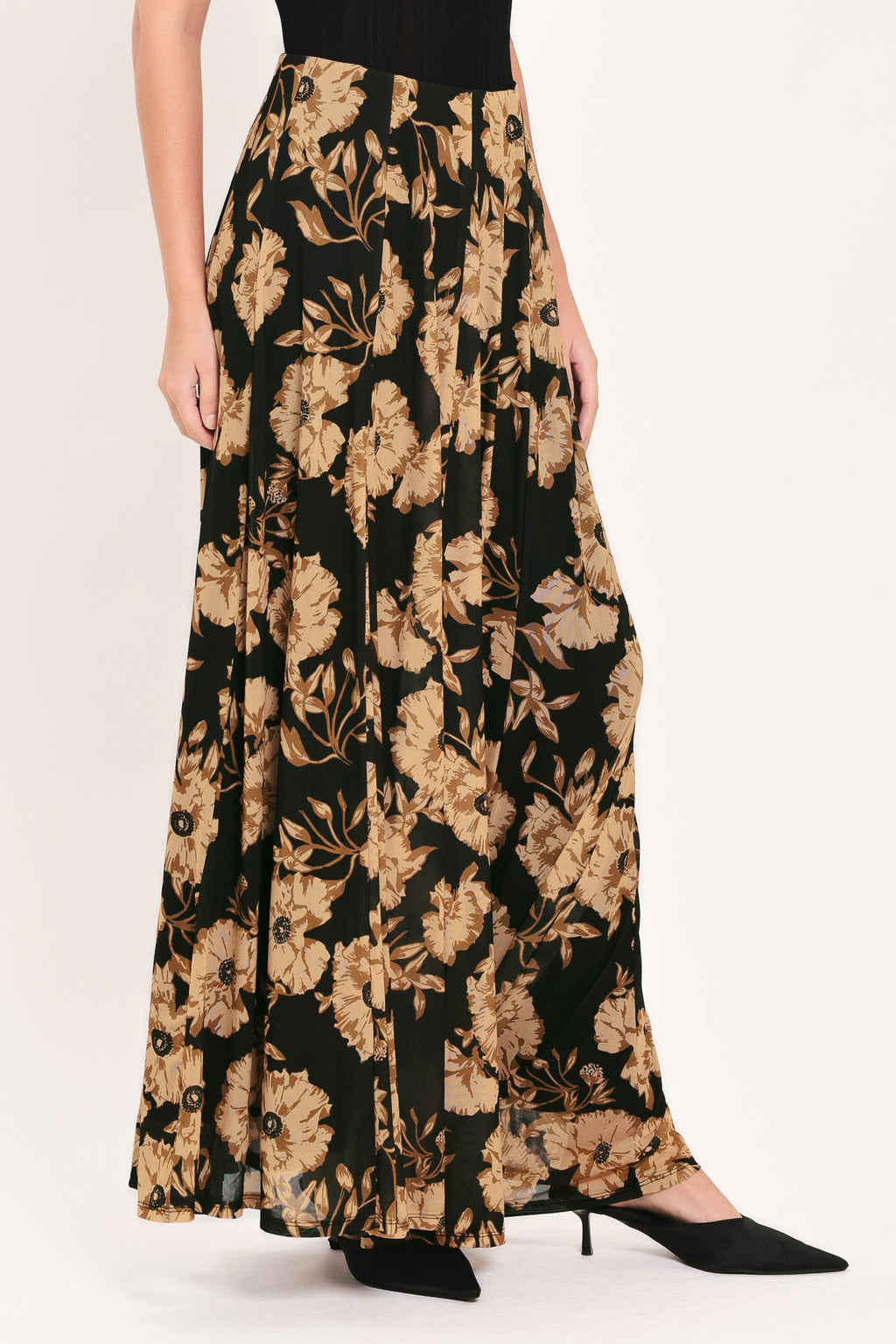 EARTHEN FLOWER FANTASY POWER MESH FULL MAXI SKIRT