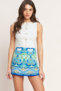 MOROCCAN MUSE BLUE WOVEN SKORT