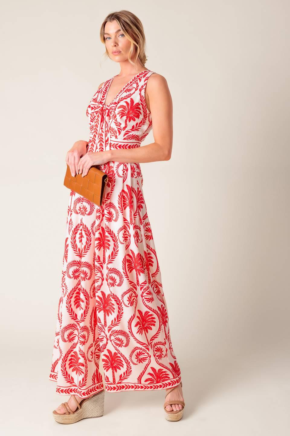 COLETTE DREAM RED WOVEN JUMPSUIT