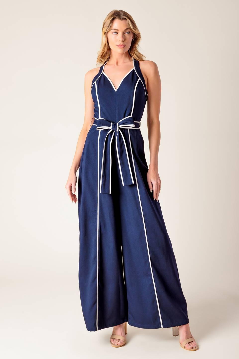 LAYTON NAVY WOVEN JUMPSUIT