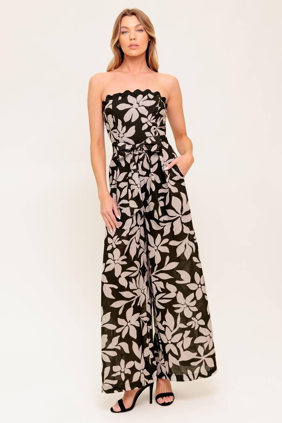 DREAMY ELEGANCE BLACK WOVEN JUMPSUIT