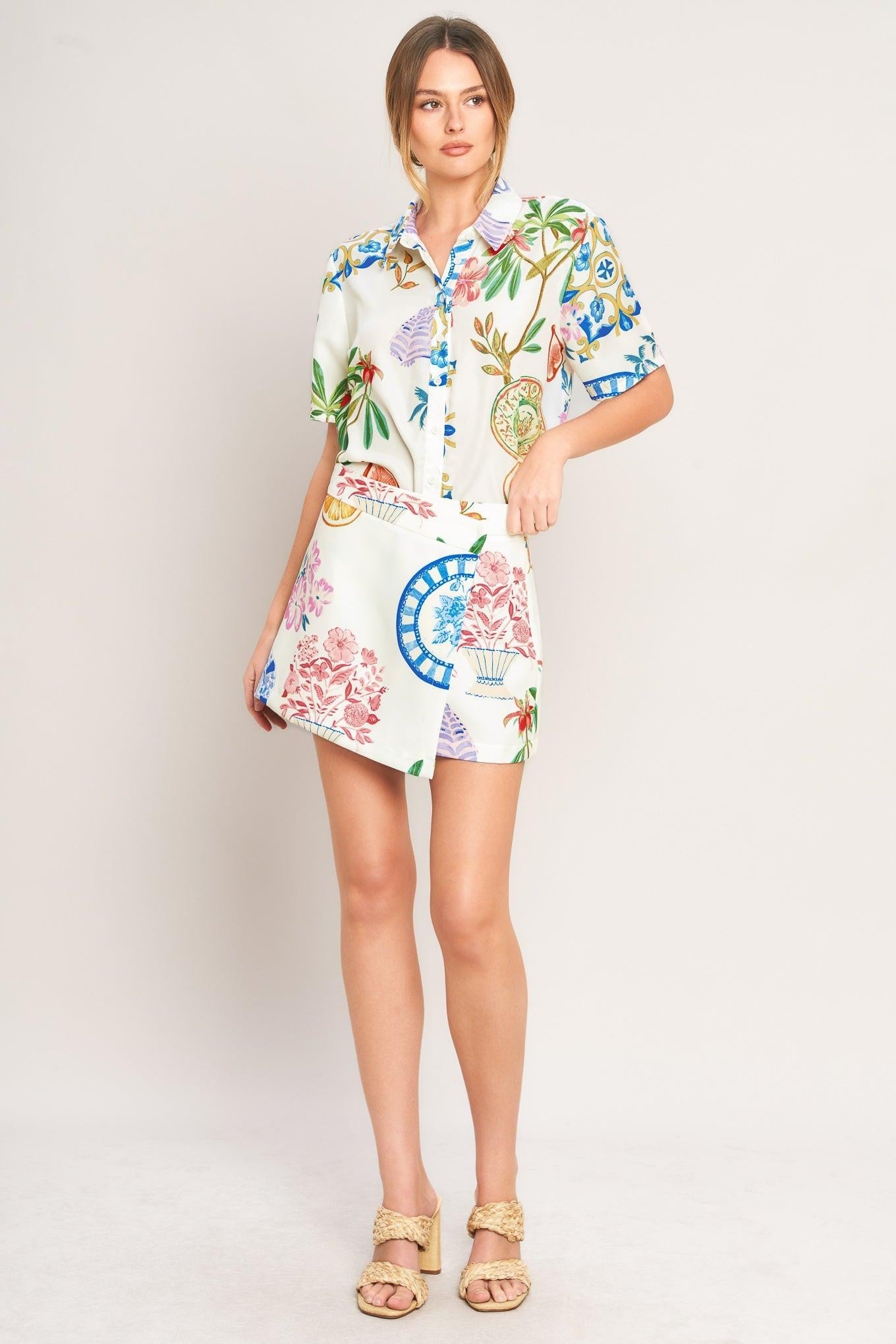 SUMMER PORCELAIN WOVEN SKORT