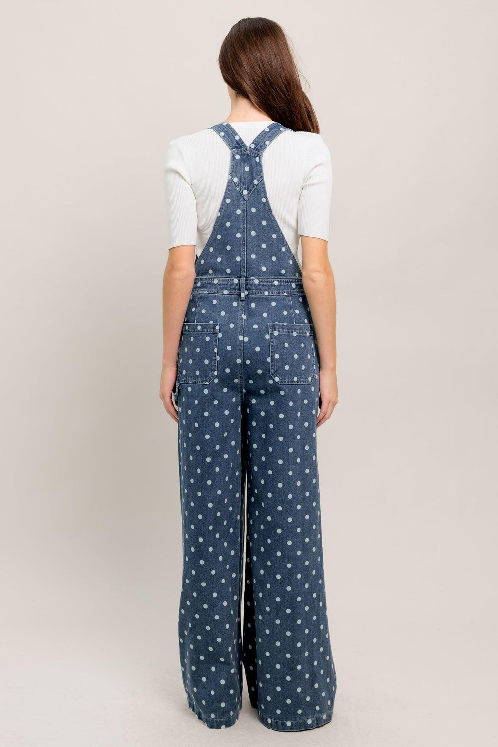 EVERYDAY POLKA OVERALL DENIM JUMPSUIT