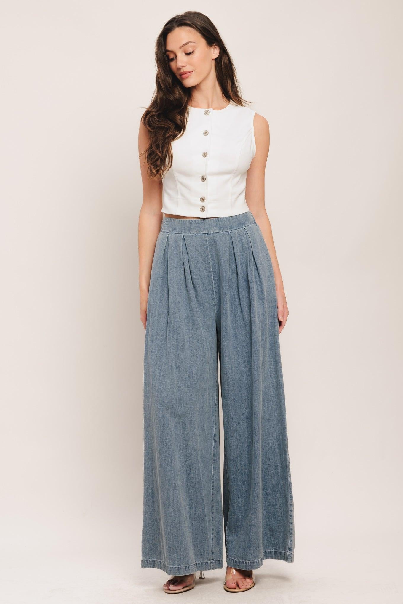 RELAXED DRAPE LIGHTWEIGHT DENIM PANTS
