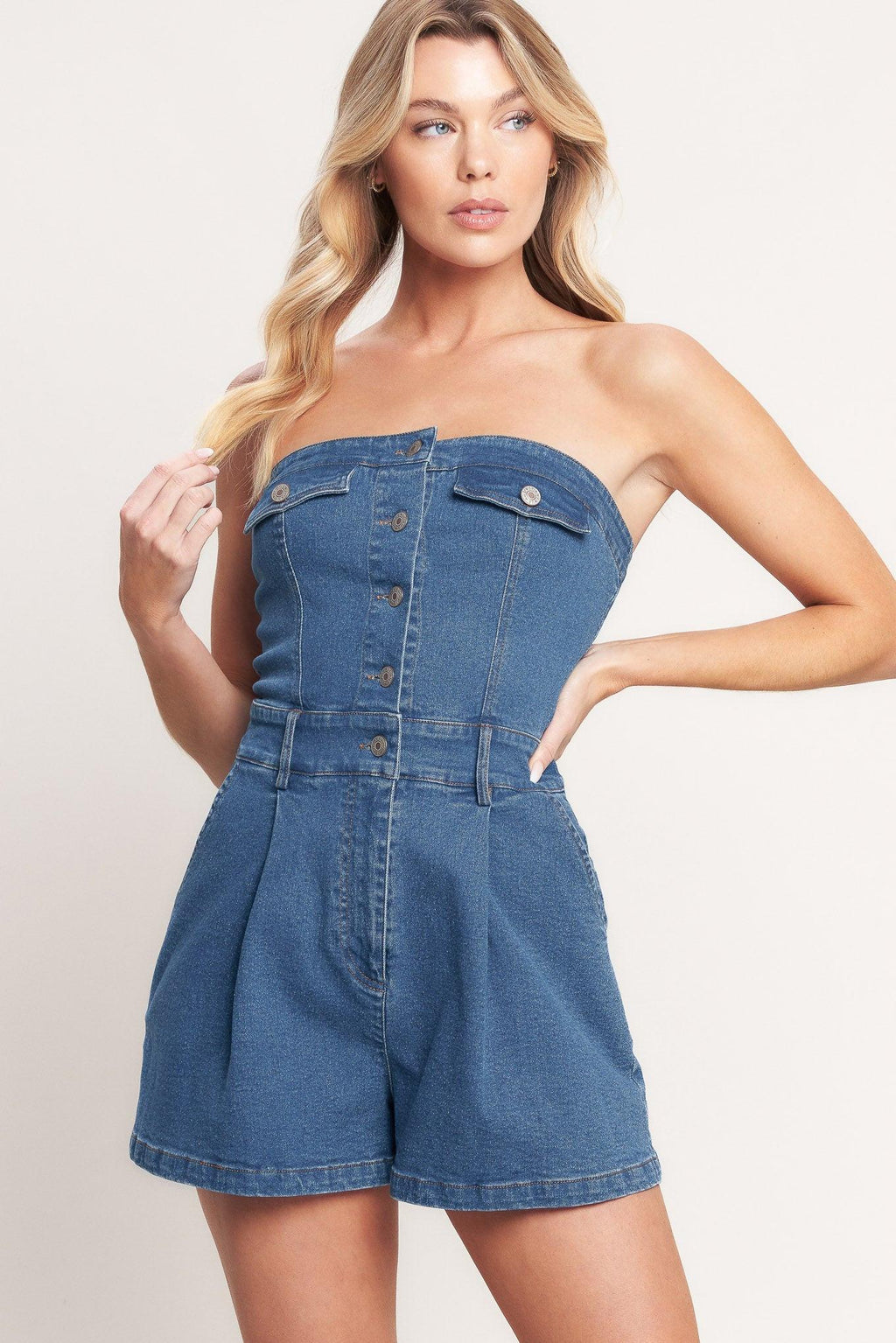 WEEKEND CRUSH DENIM ROMPER