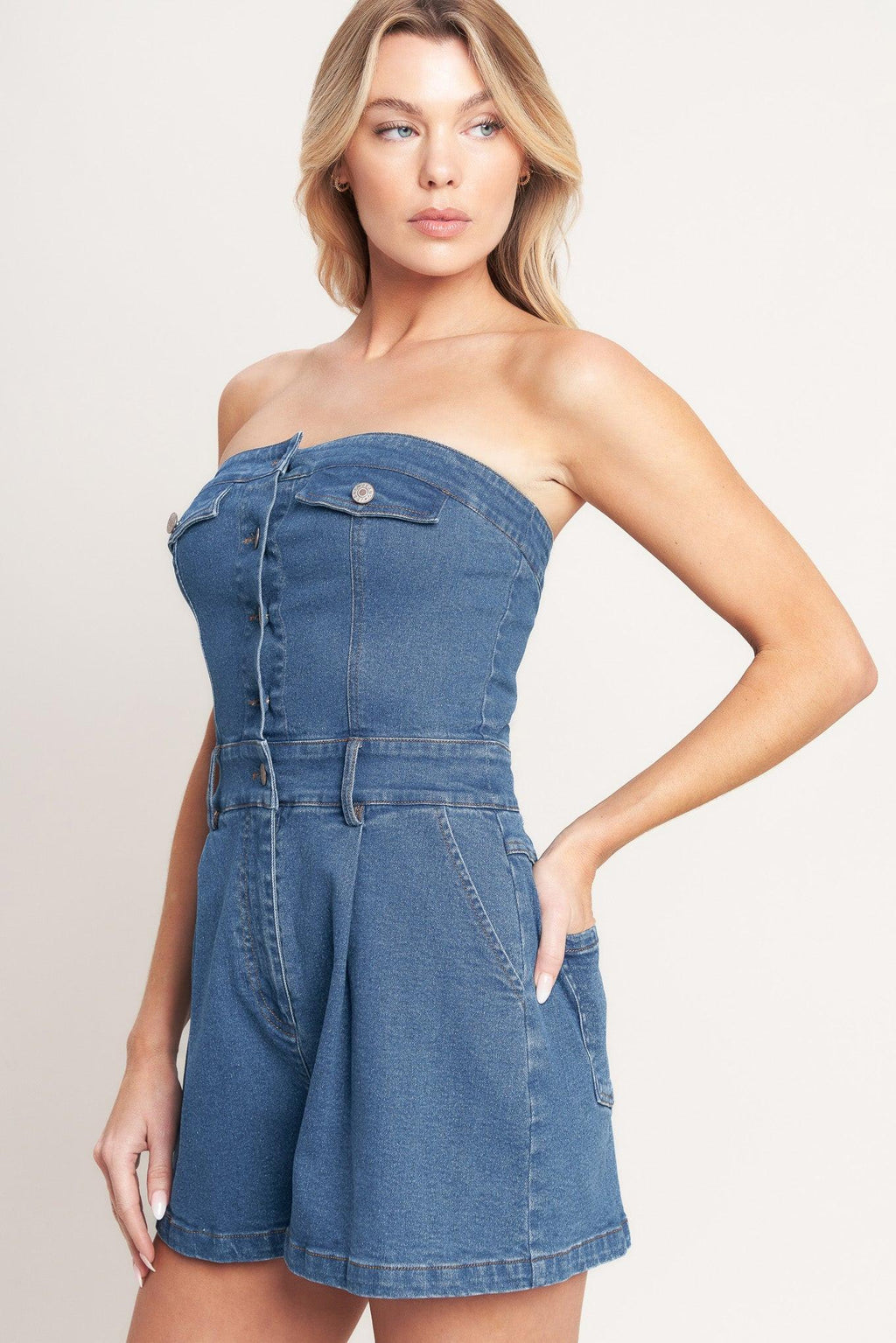 WEEKEND CRUSH DENIM ROMPER