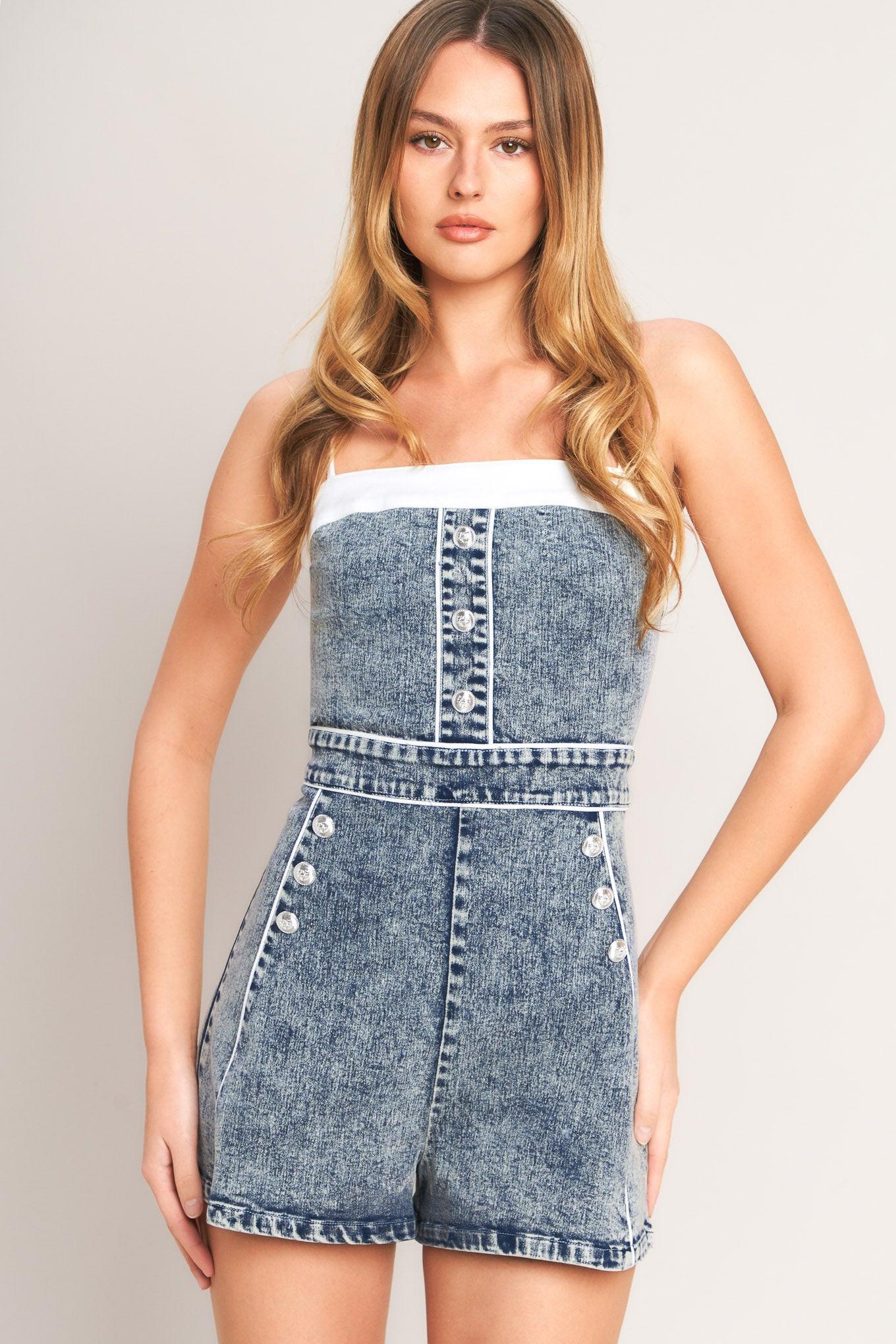 WEEKEND IN DENIM ROMPER