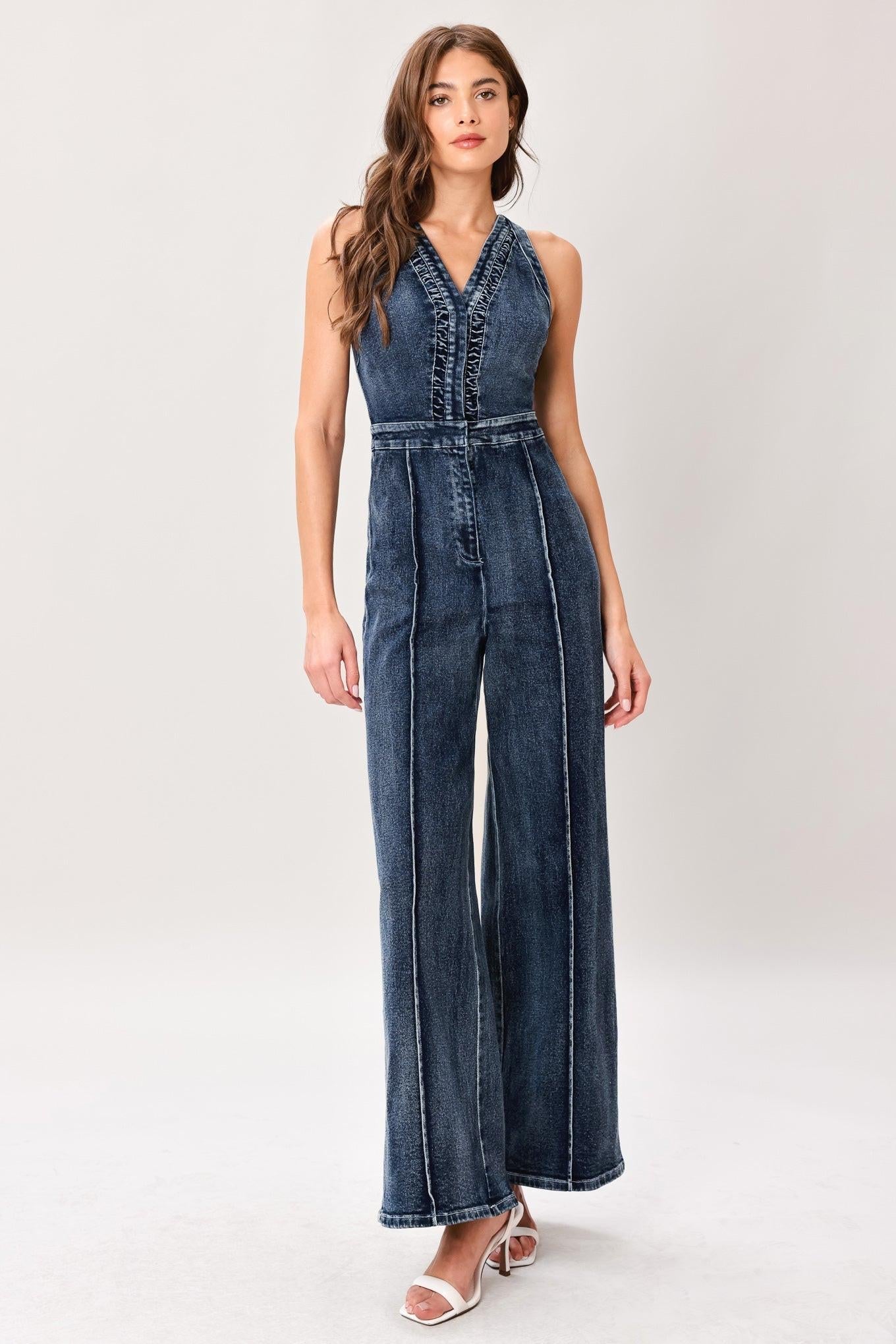 COOL STRUCTURE DENIM JUMPSUIT