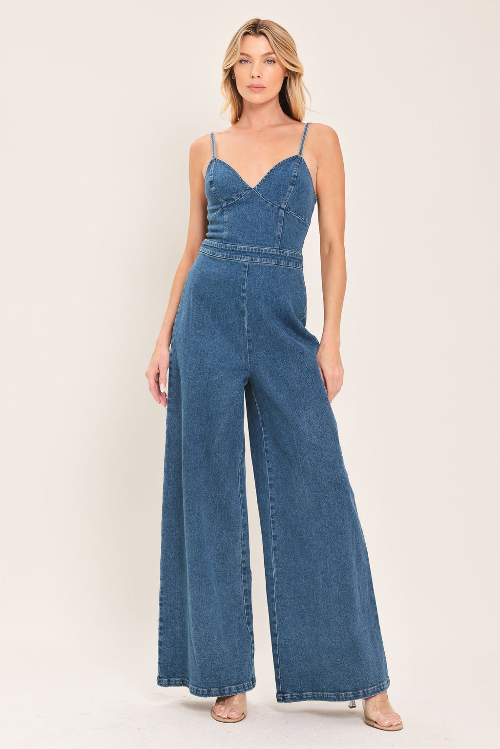 JUST A FEELING DENIM JUMPSUIT