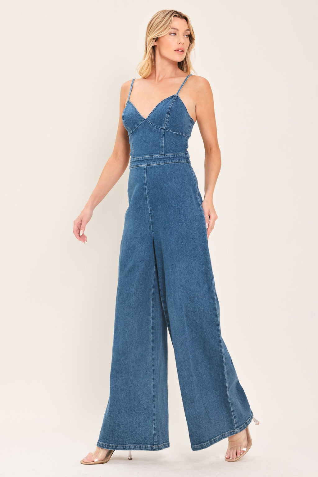 JUST A FEELING DENIM JUMPSUIT