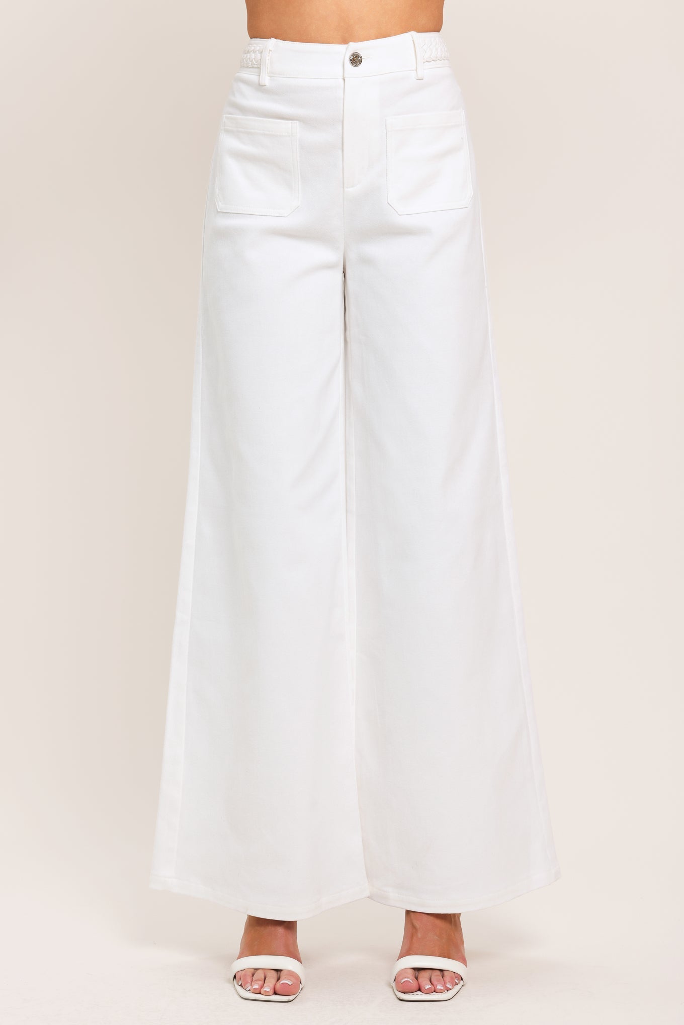 WHITE EASE WOVEN WIDE PANTS
