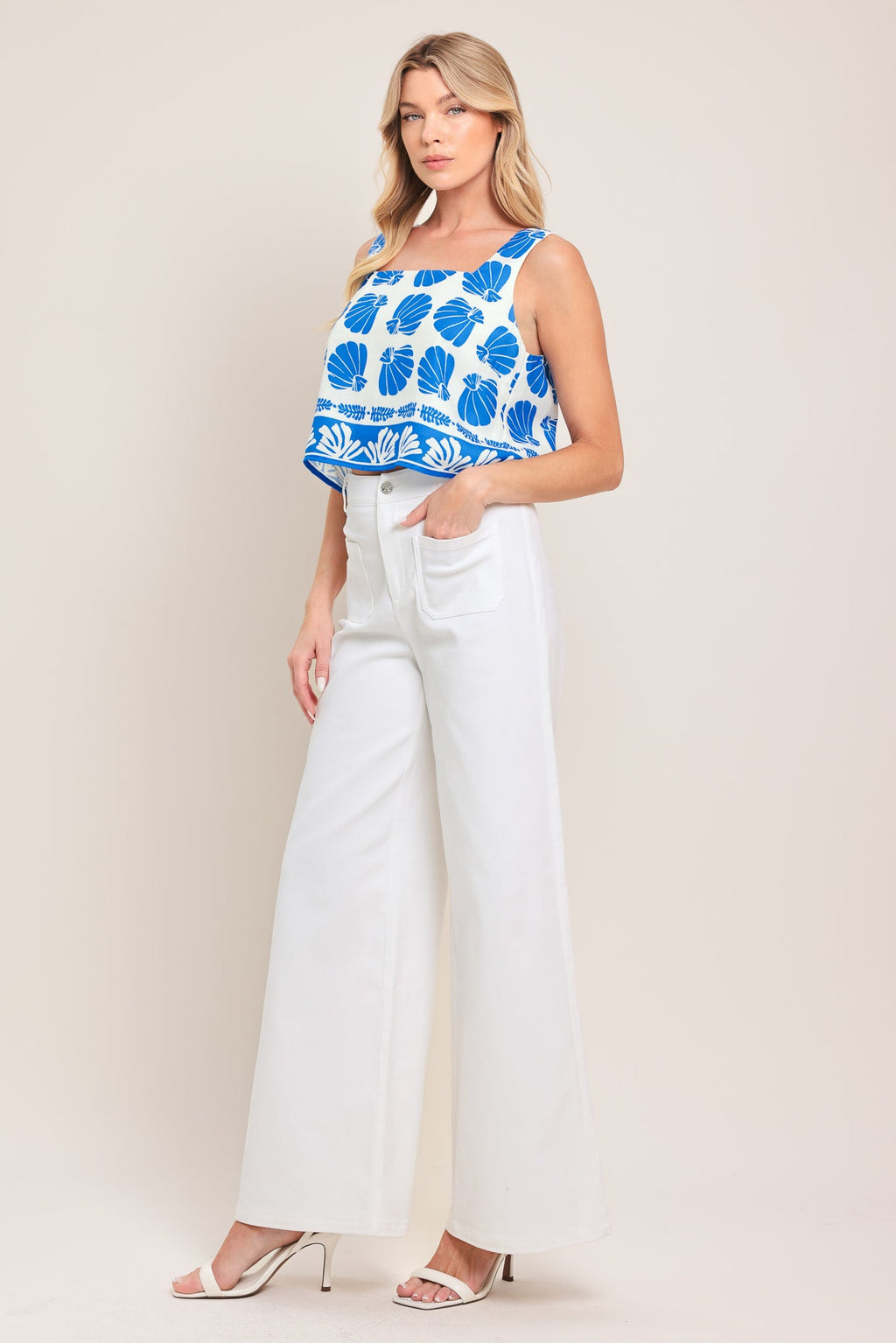 WHITE EASE WOVEN WIDE PANTS