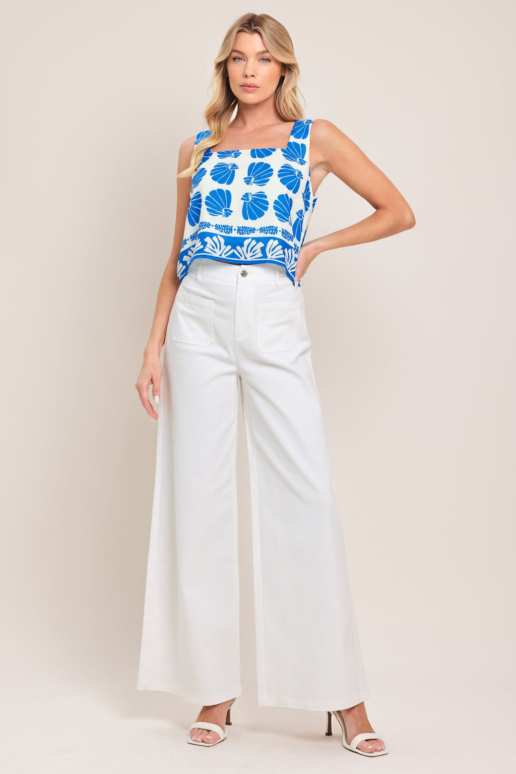 WHITE EASE WOVEN WIDE PANTS