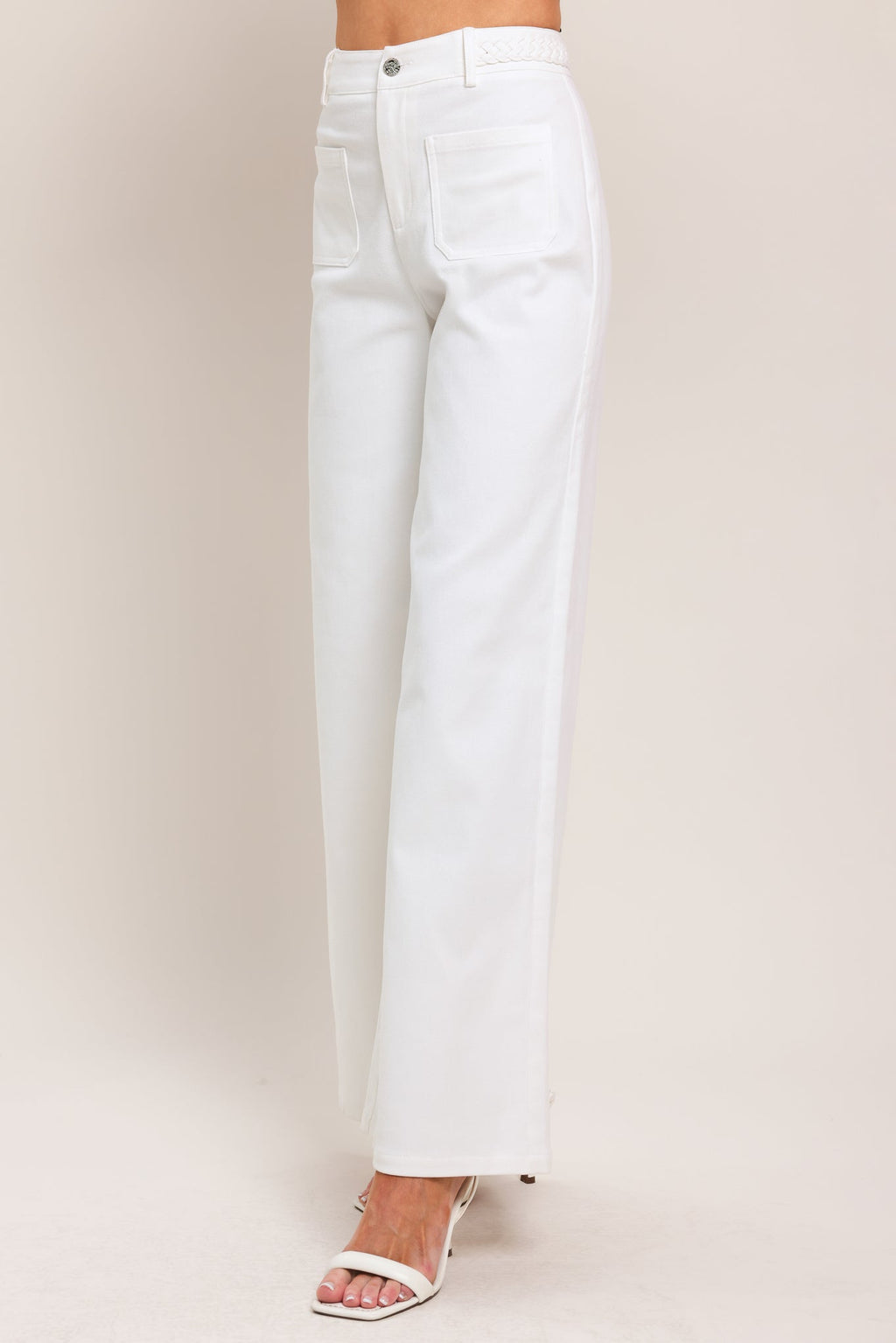 WHITE EASE WOVEN WIDE PANTS