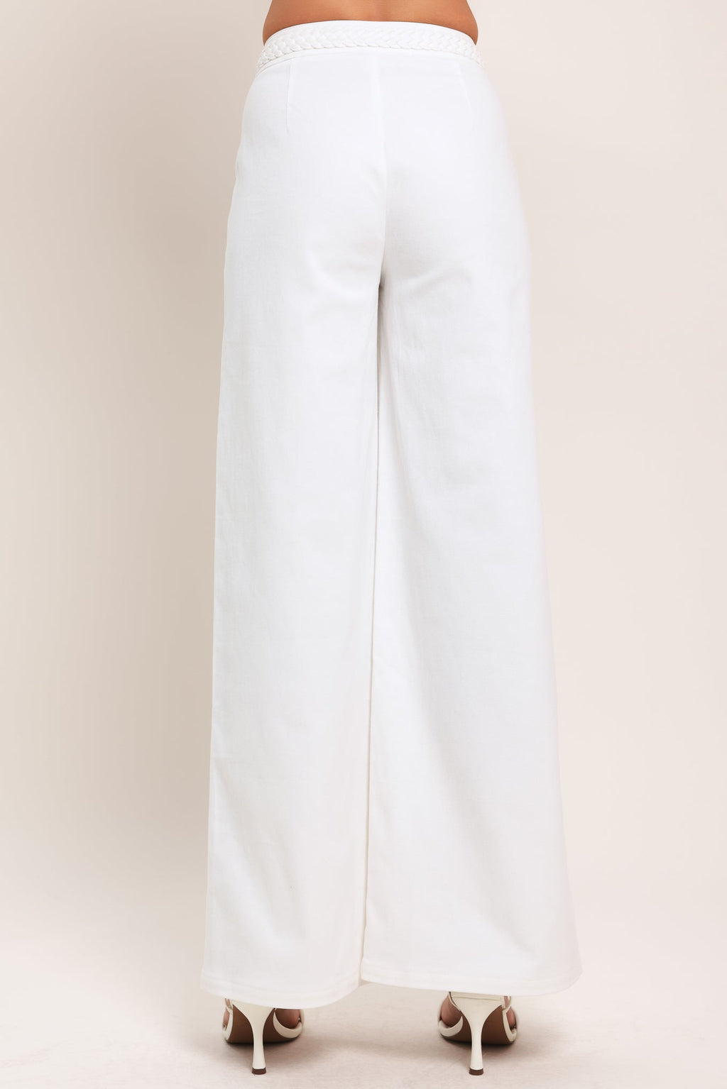 WHITE EASE WOVEN WIDE PANTS