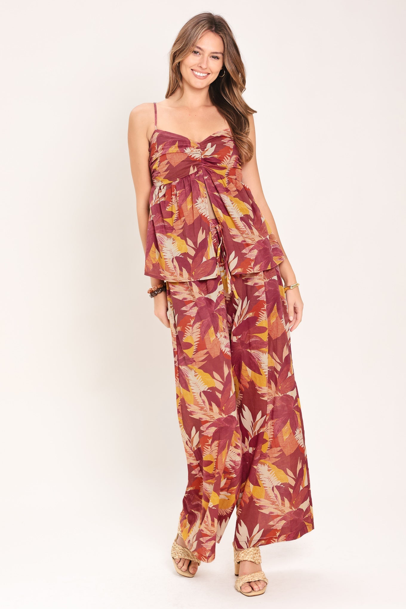 RESORT DREAM PALAZZO WOVEN WIDE LEG PANTS
