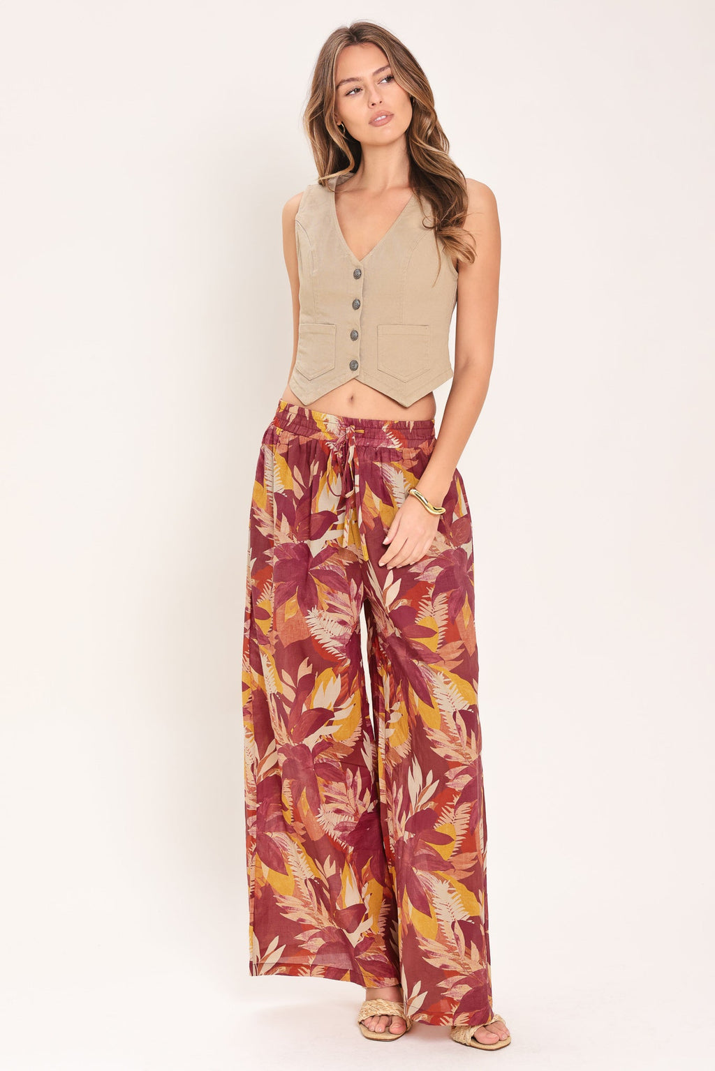 RESORT DREAM PALAZZO WOVEN WIDE LEG PANTS