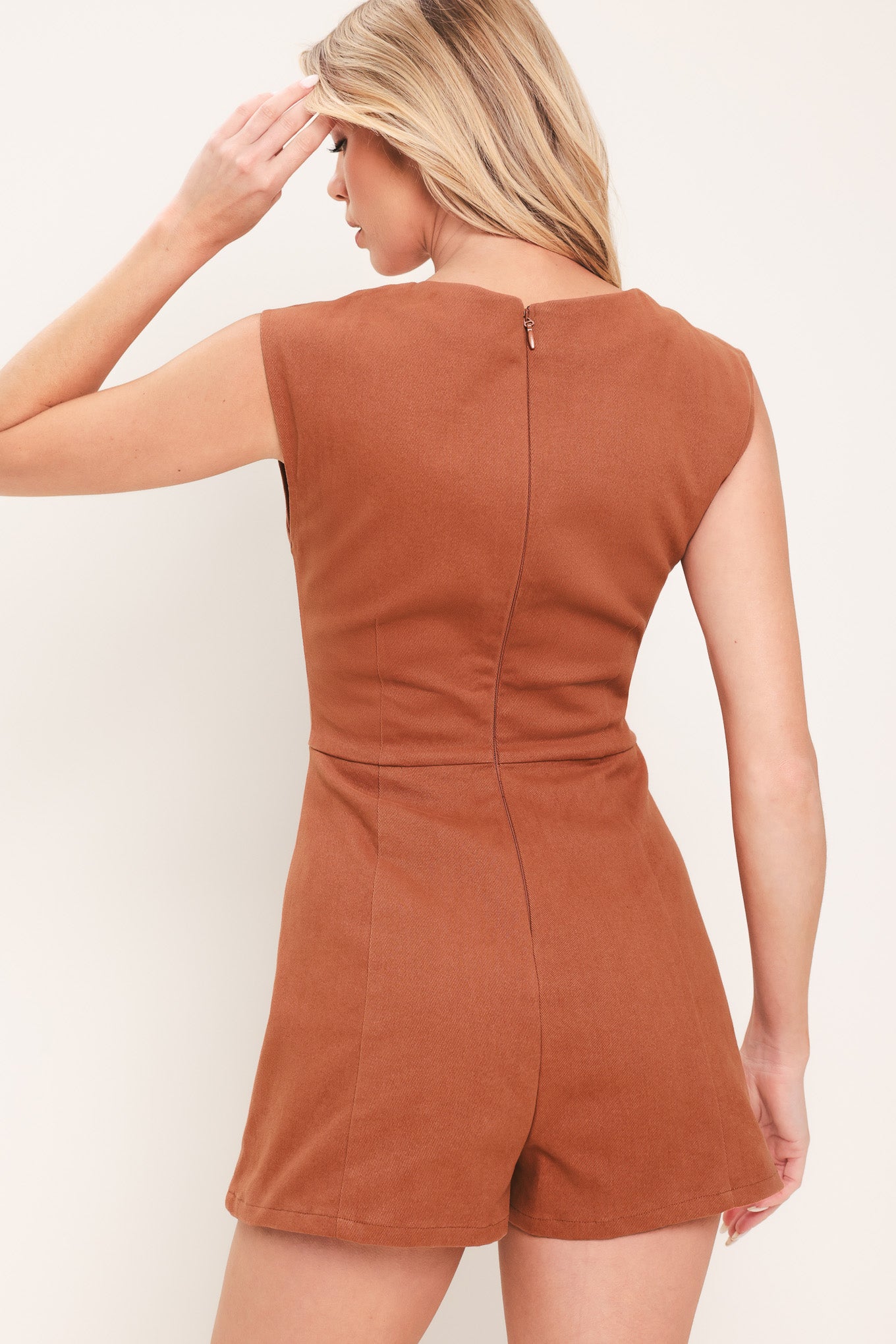 TERRACOTTA CHIC WOVEN ROMPER