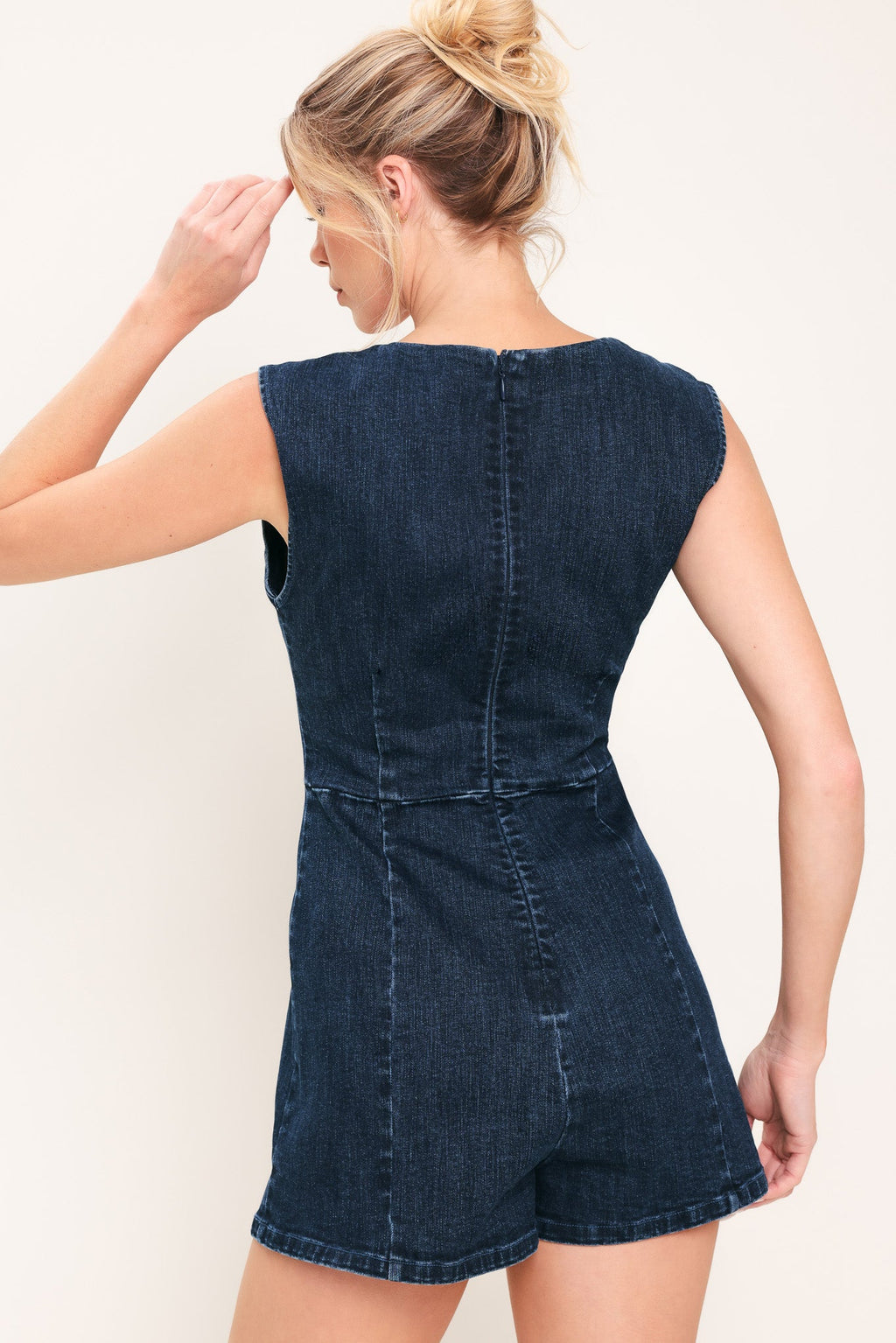 DARK WASH ICON DENIM ROMPER