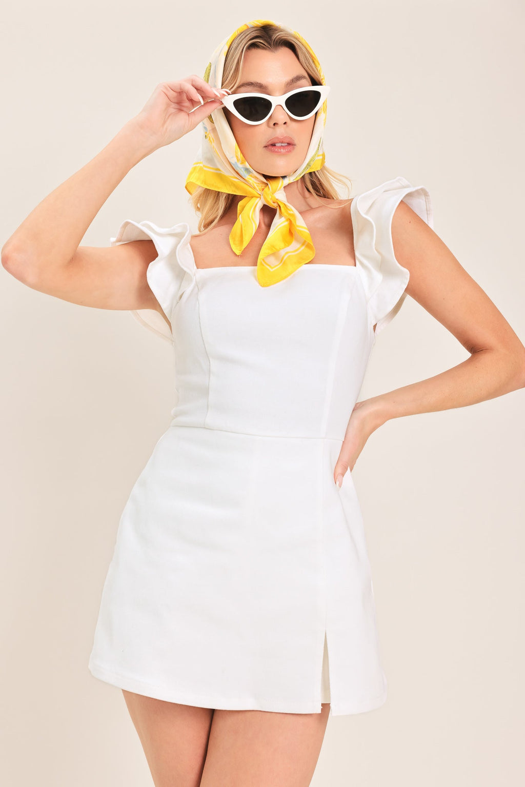 CHAMPAGNE & PEARLS WOVEN ROMPER