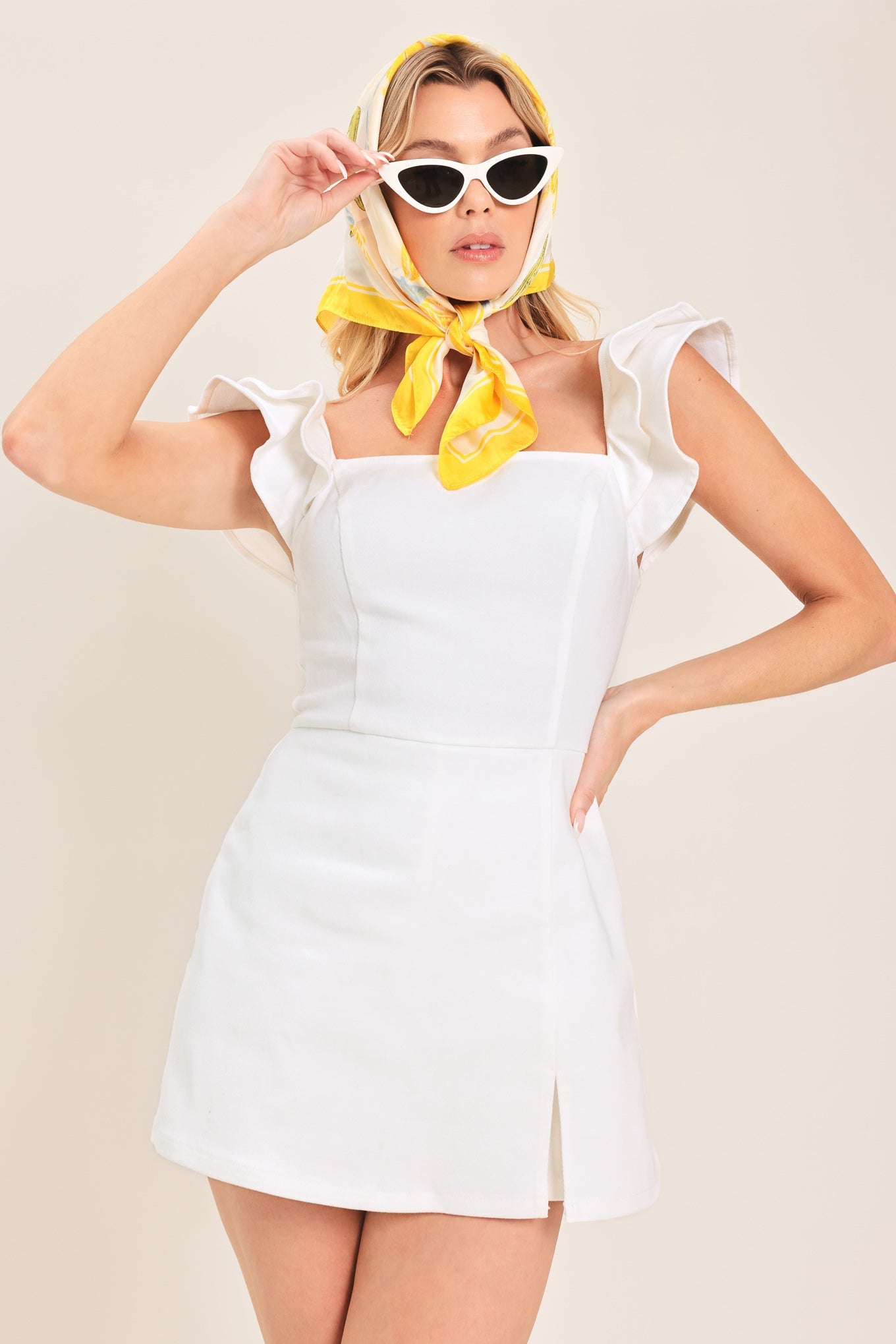 CHAMPAGNE & PEARLS WOVEN ROMPER