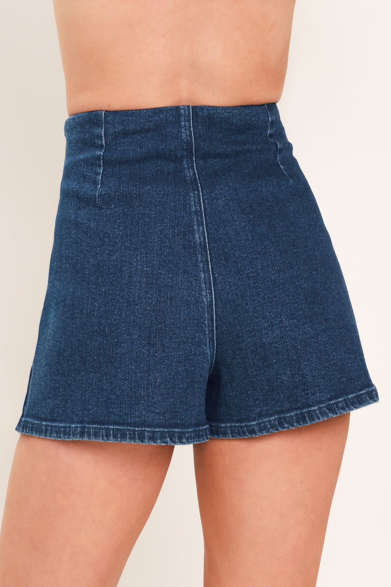 INDIGO RUCHING DENIM SKORT