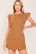 CINNAMON STRIPE WOVEN SKORT ROMPER