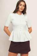 SWEET SERENADE CREAM WOVEN TOP