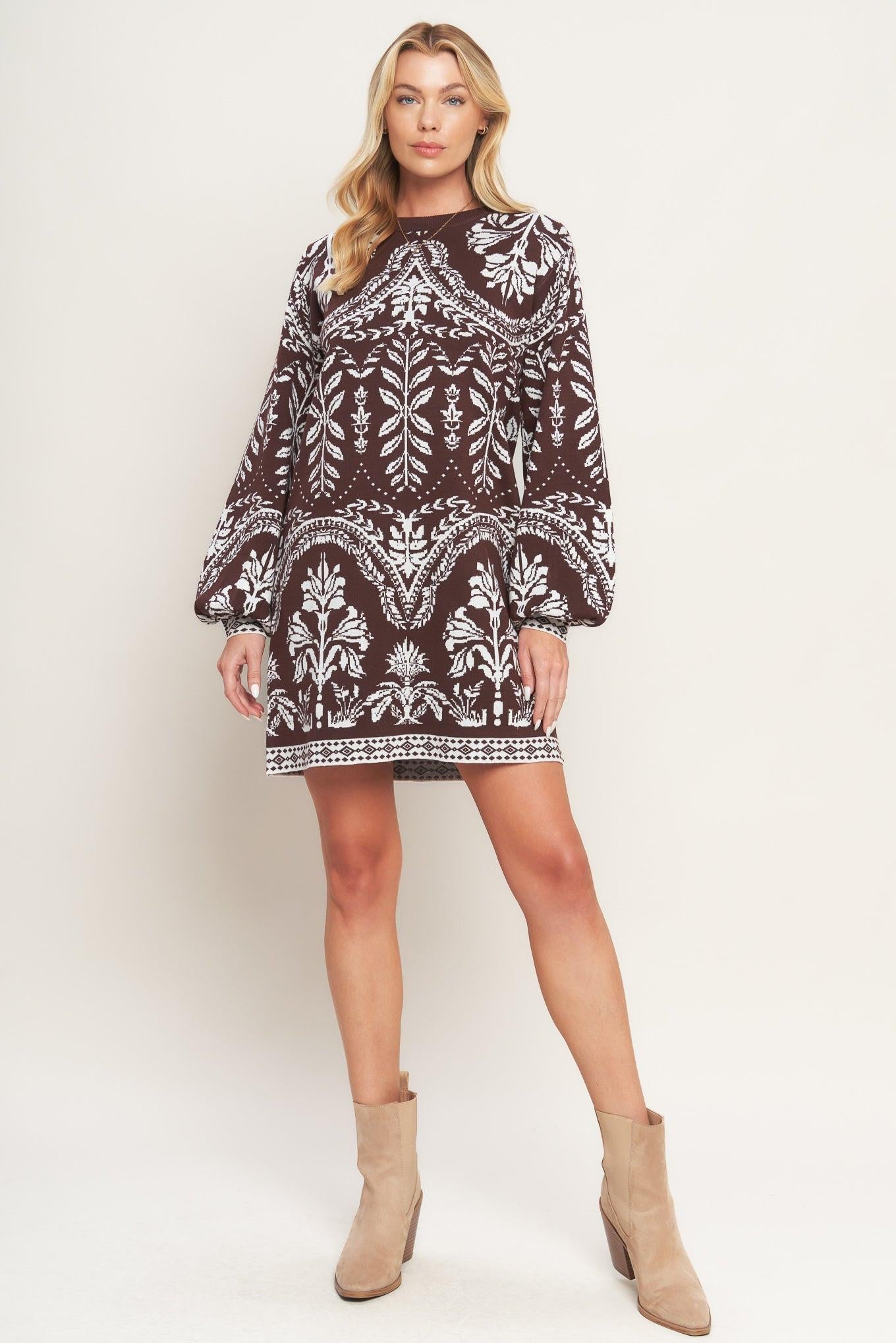 TERRA TAPESTRY SWEATER KNIT MINI DRESS