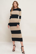 MODERN ATTITUDE STRIIP SWEATER MIDI DRESS