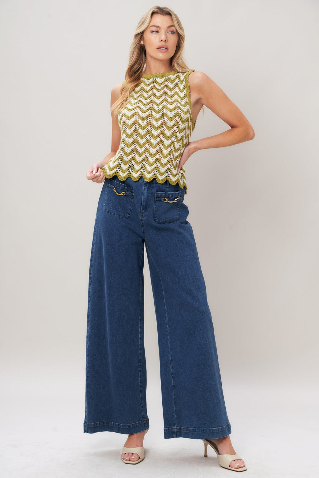 SUNSET STITCH CROCHET KNIT TOP