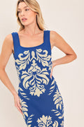GREEK ISLE GLAM JACQUARD MIDI DRESS