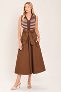 ESPRESSO SAILOR SWEATER WOVEN MIDI DRESS