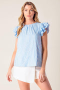 SWEET HARMONY BLUE WOVEN TOP