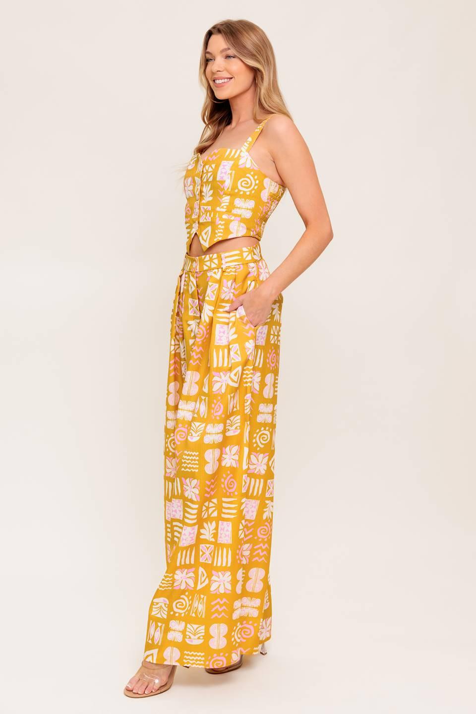 PRETTY MEADOW WOVEN TOP AND PANT SET