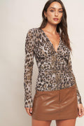 WILD AMBITION LEOPARD POWER MESH TOP