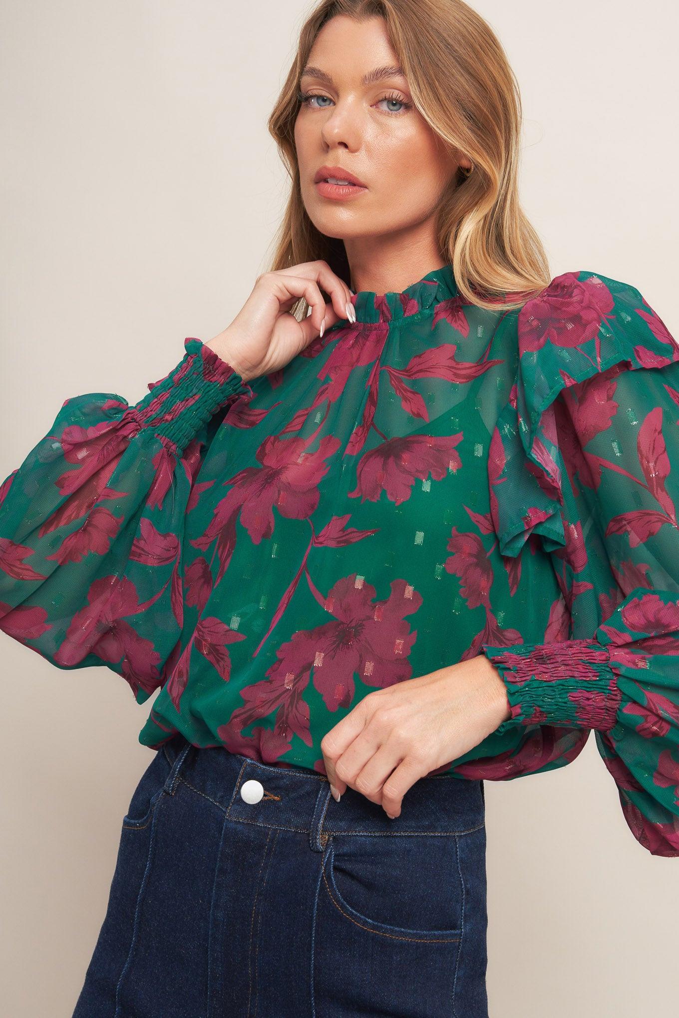 POETIC GARDEN WOVEN TOP