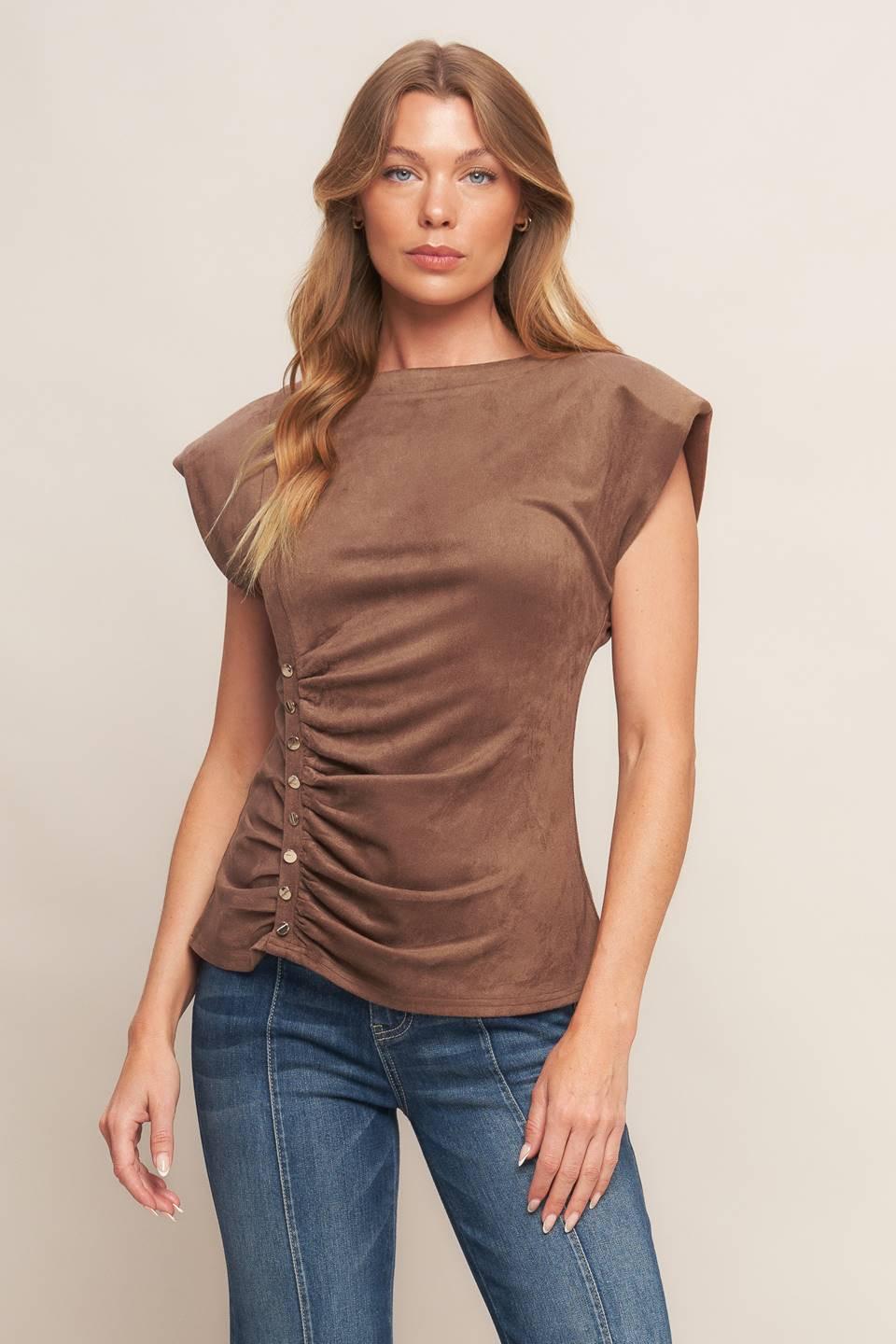 MY EVERYDAY BEST FAUX SUEDE TOP