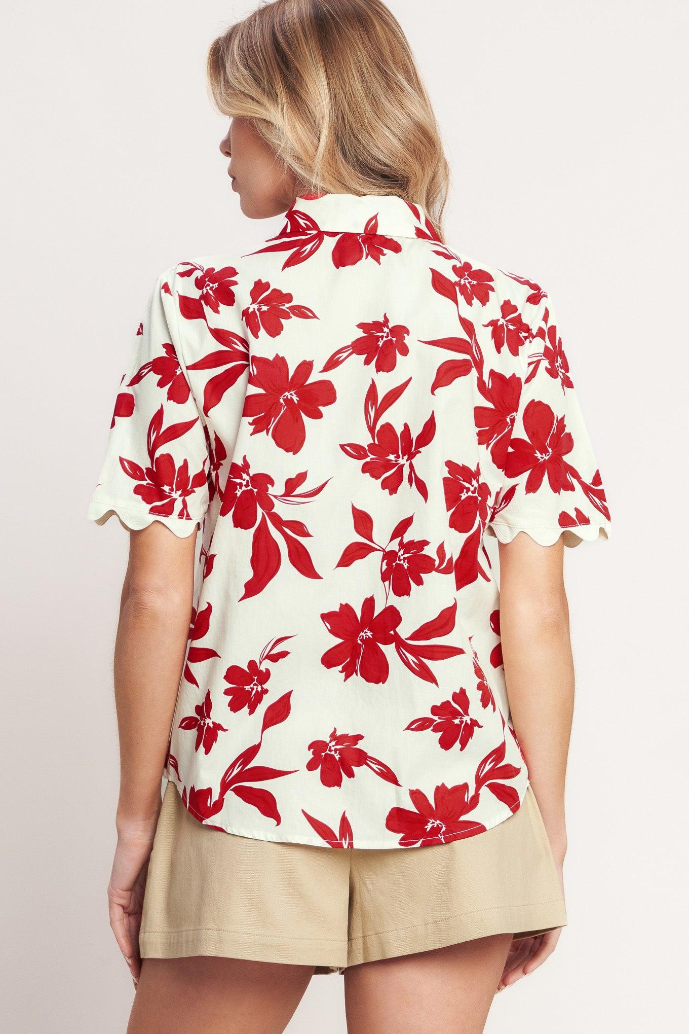 FLORAL KISS WOVEN TOP