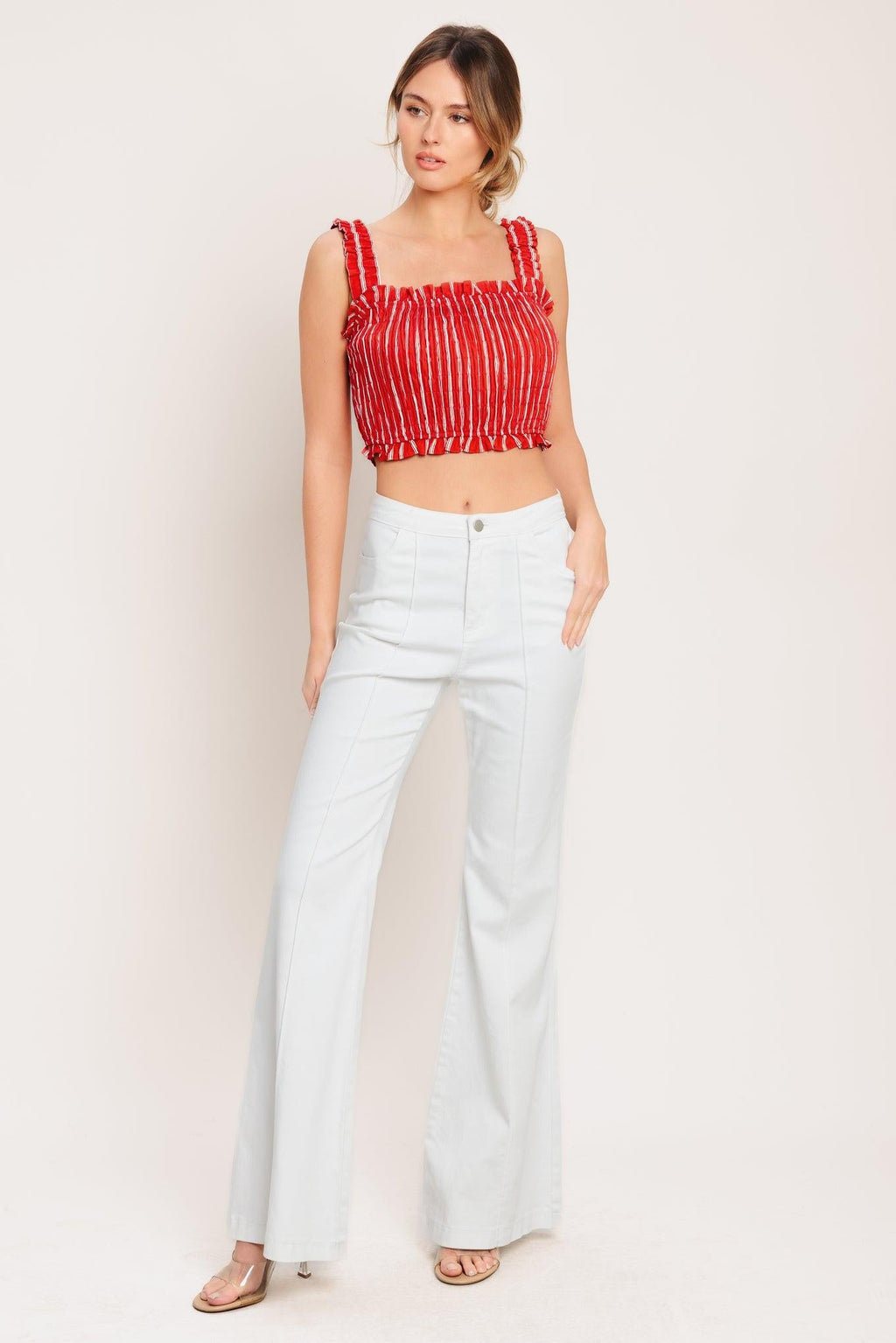 SUNSET STRIPE WOVEN TOP