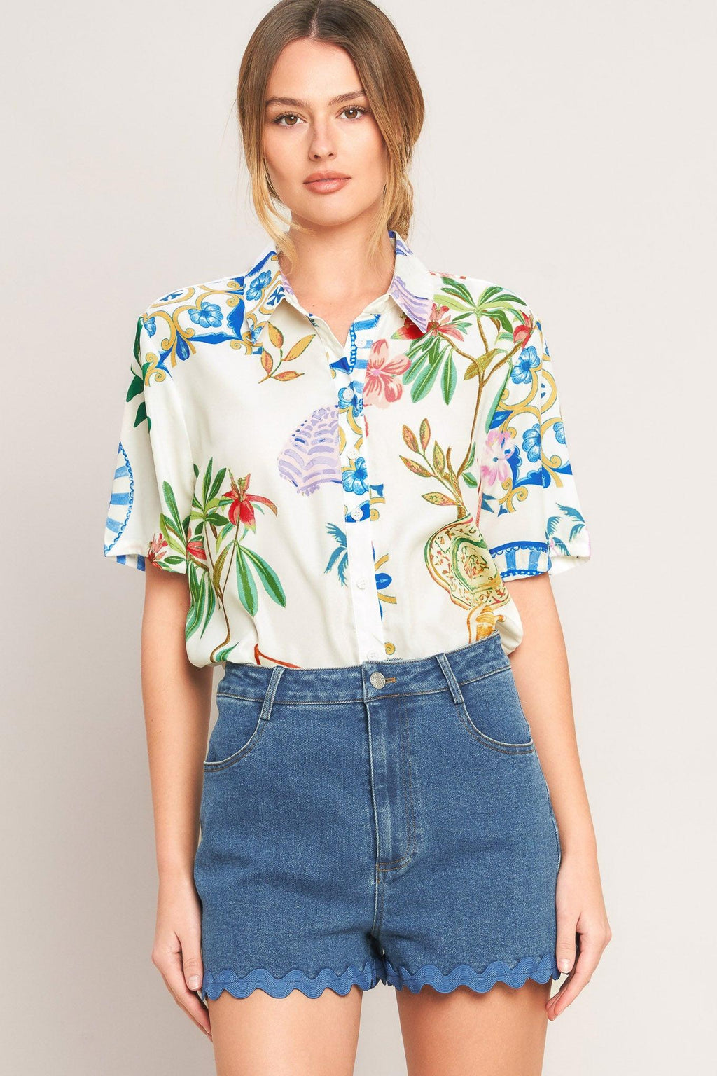 SUMMER PORCELAIN WOVEN TOP