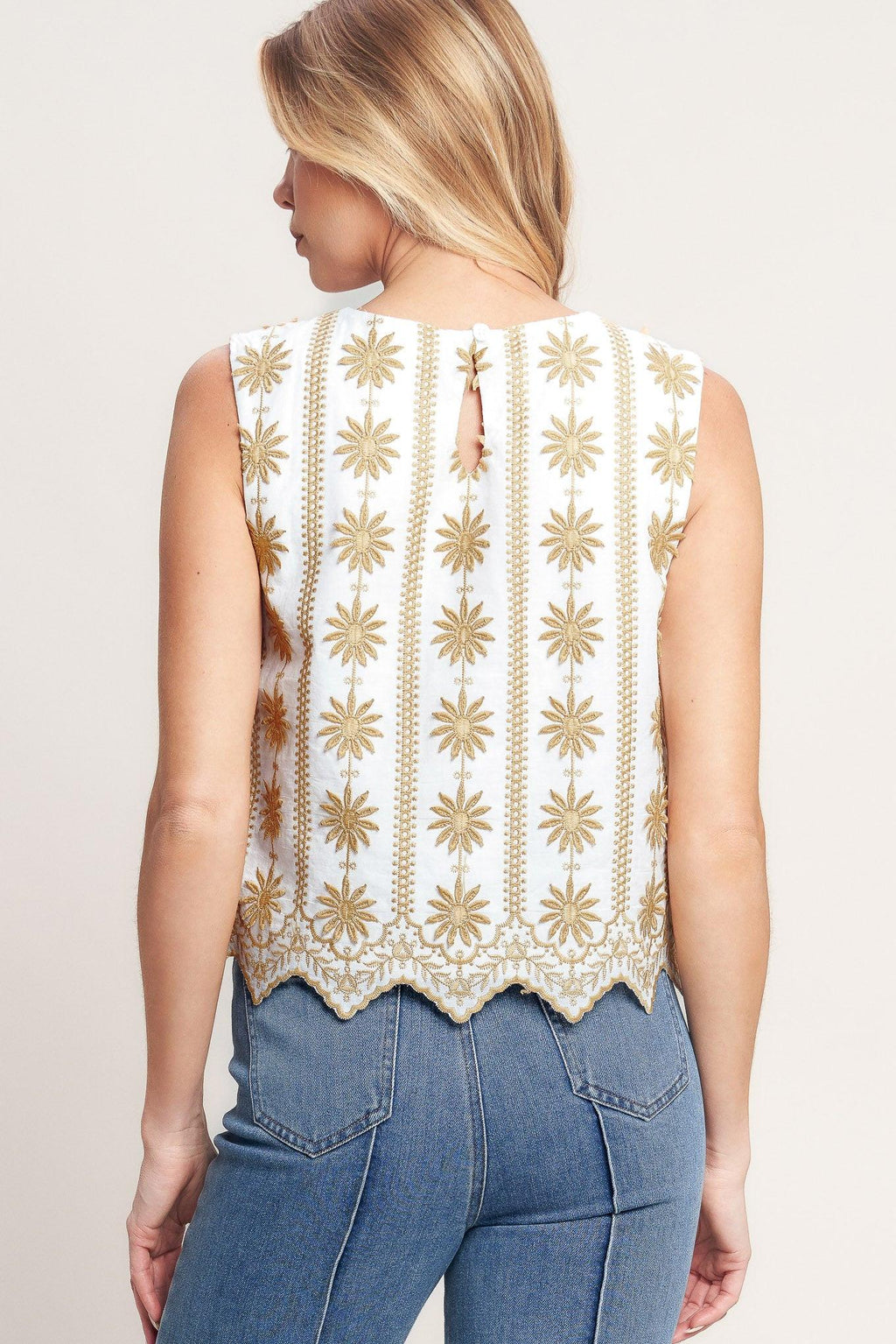 SUN-KISSED WOVEN EMBROIDERED TOP