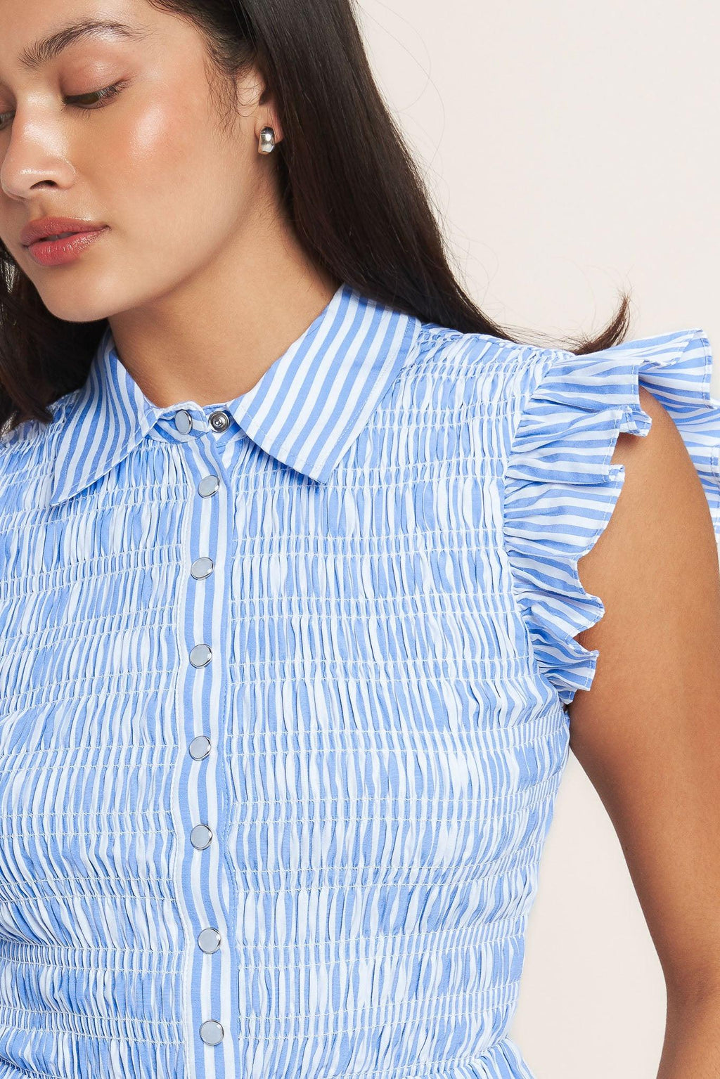 EFFORTLESSLY SWEET STRIPED WOVEN TOP
