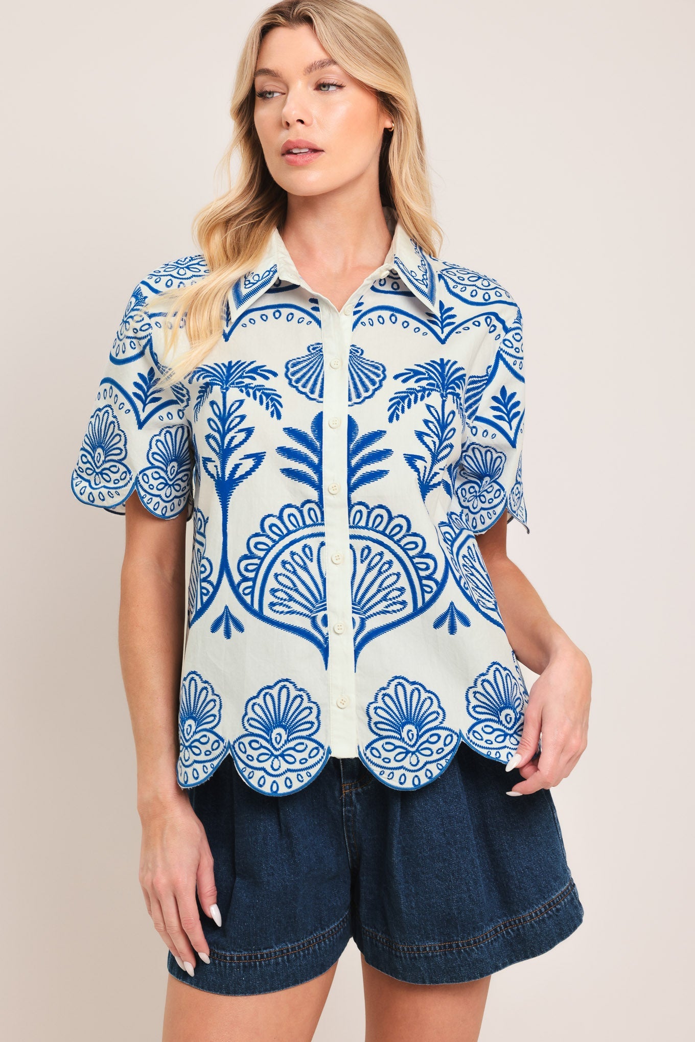 COASTLINE PALM WOVEN TOP
