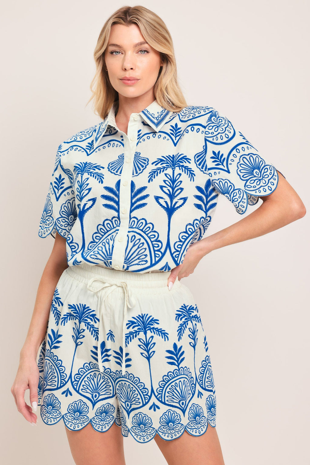COASTLINE PALM WOVEN TOP