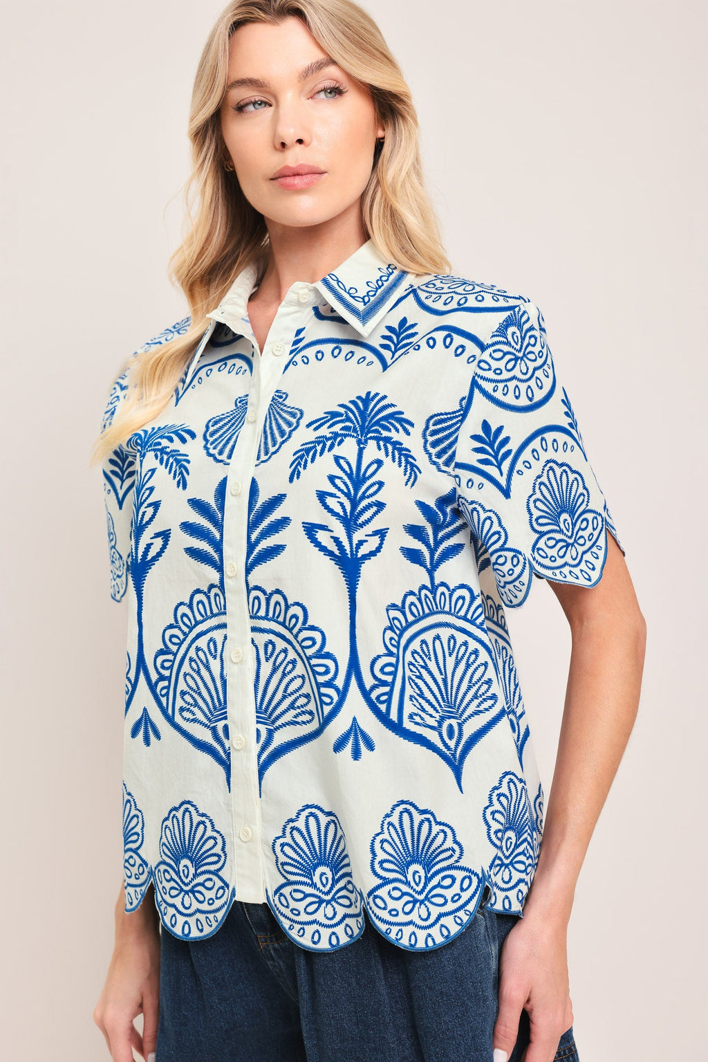 COASTLINE PALM WOVEN TOP