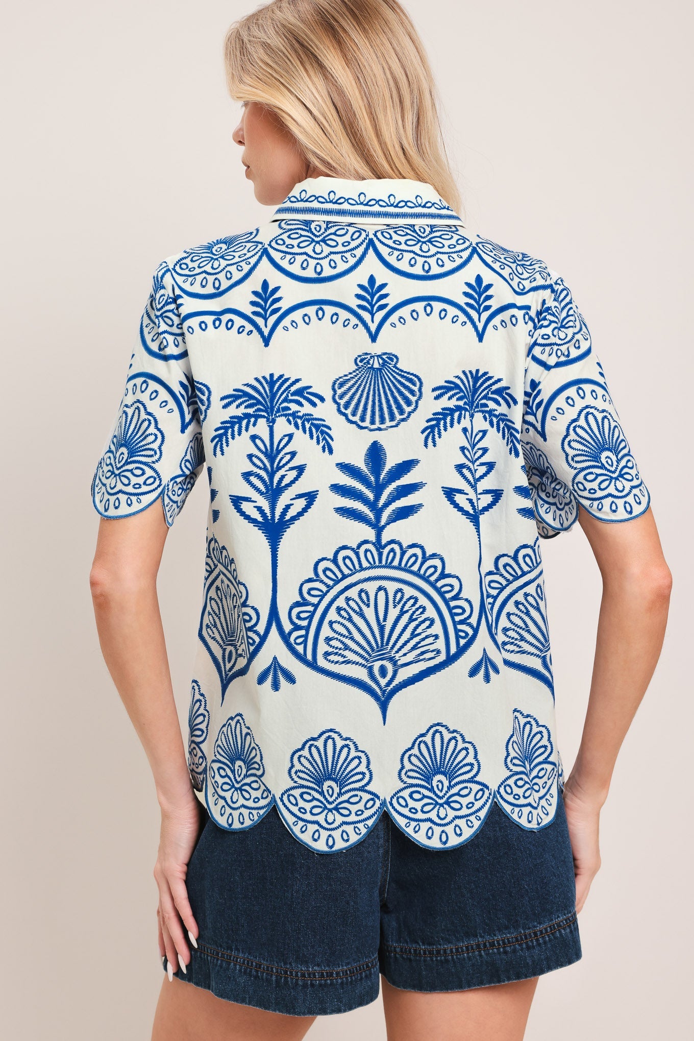 COASTLINE PALM WOVEN TOP