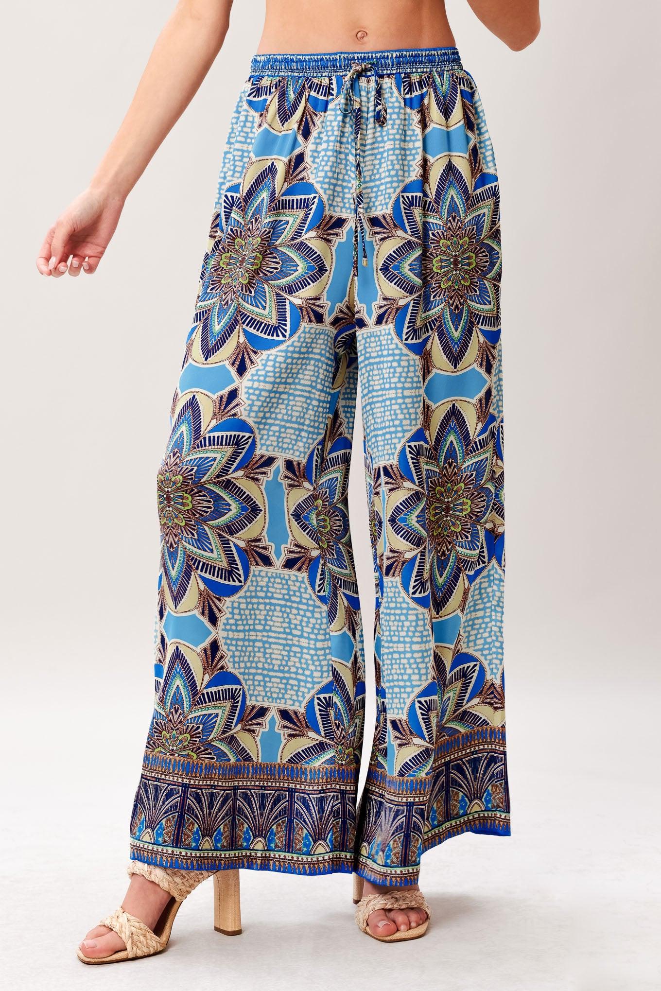 AZURE MANDALA WOVEN SCARF TOP AND PANT SET