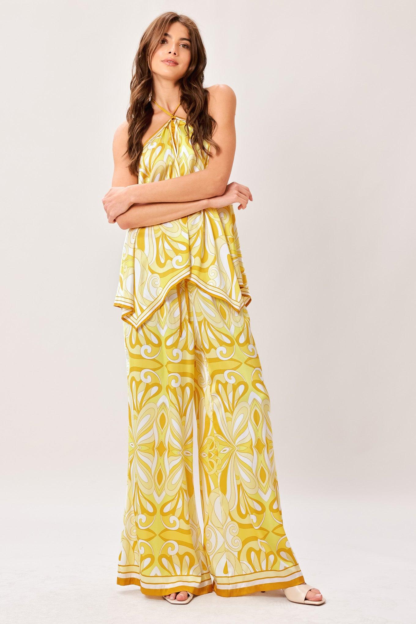 GOLDEN SWIRL WOVEN HANKY TOP